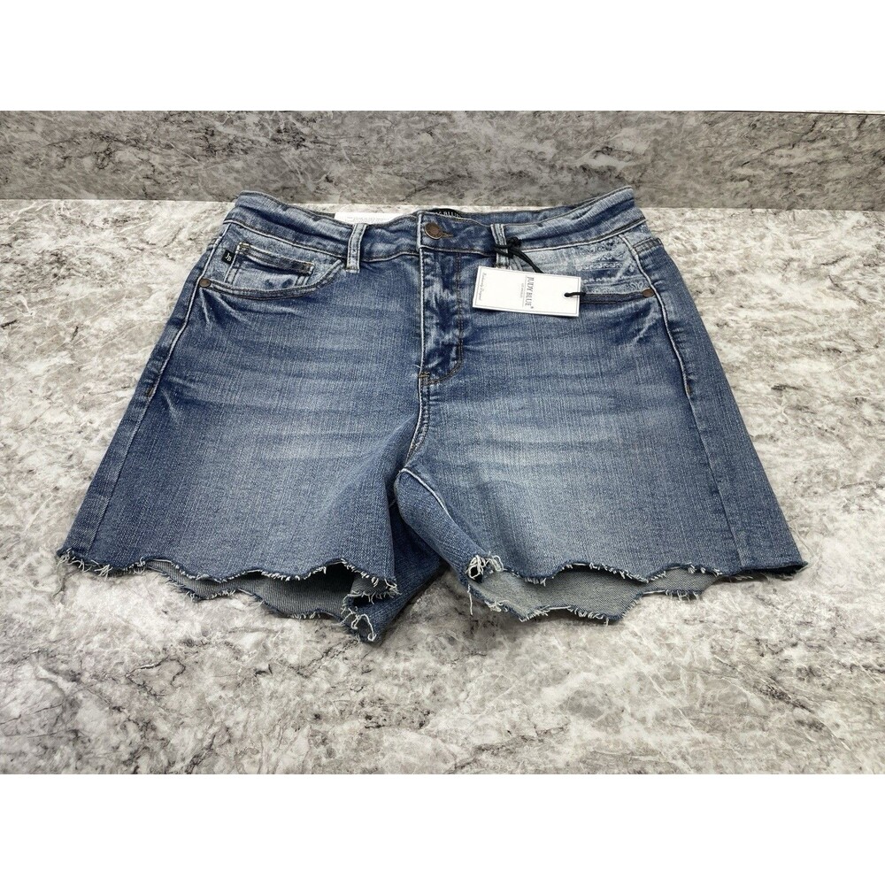 Judy Blue Mid Rise Paisley Bandana Print Denim Shorts JB150106 Stretch Sz Large